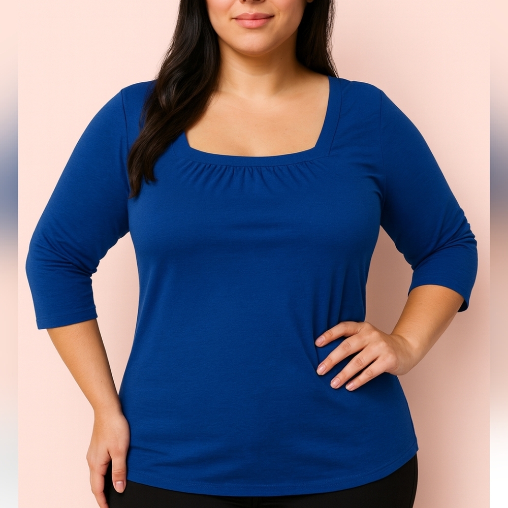SALE!!!Style & Co, NWT, 3/4 Peasant  Sleeves, Square Neck Shirt, Size 1X
